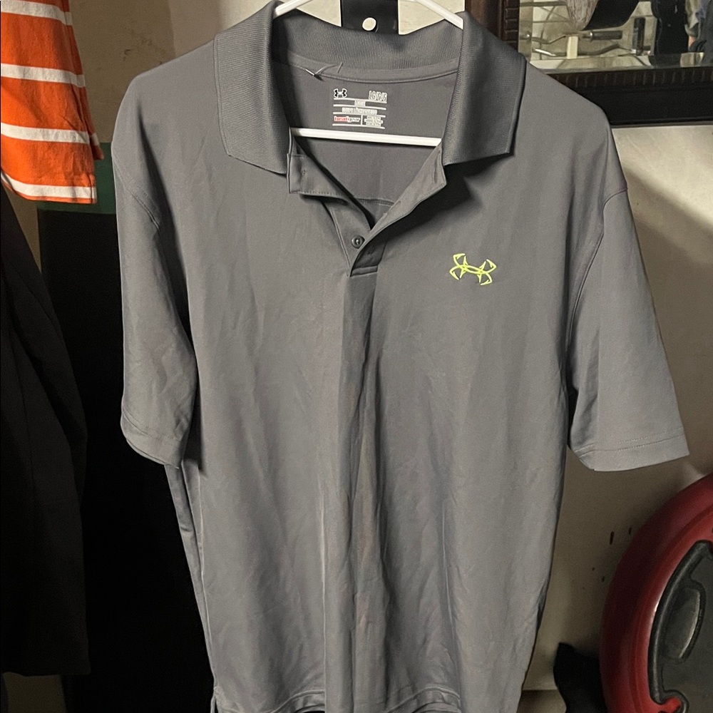 Under Armour Charcoal Polo with Neon Logo